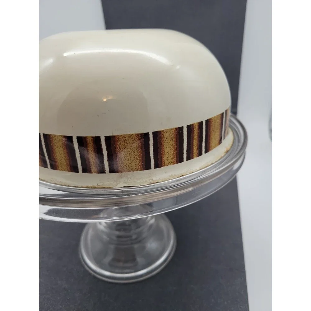 1960s Metal Enamel Mixing Bowl Set Brown Cream Retro Vtg 3 Piece Stripe Camping